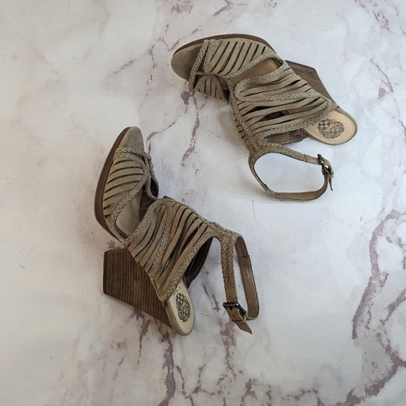 Vince Camuto Bootie Womens 12 42 Ankle Cage Strappy Jamil Braided Suede Shoes - Picture 6 of 11